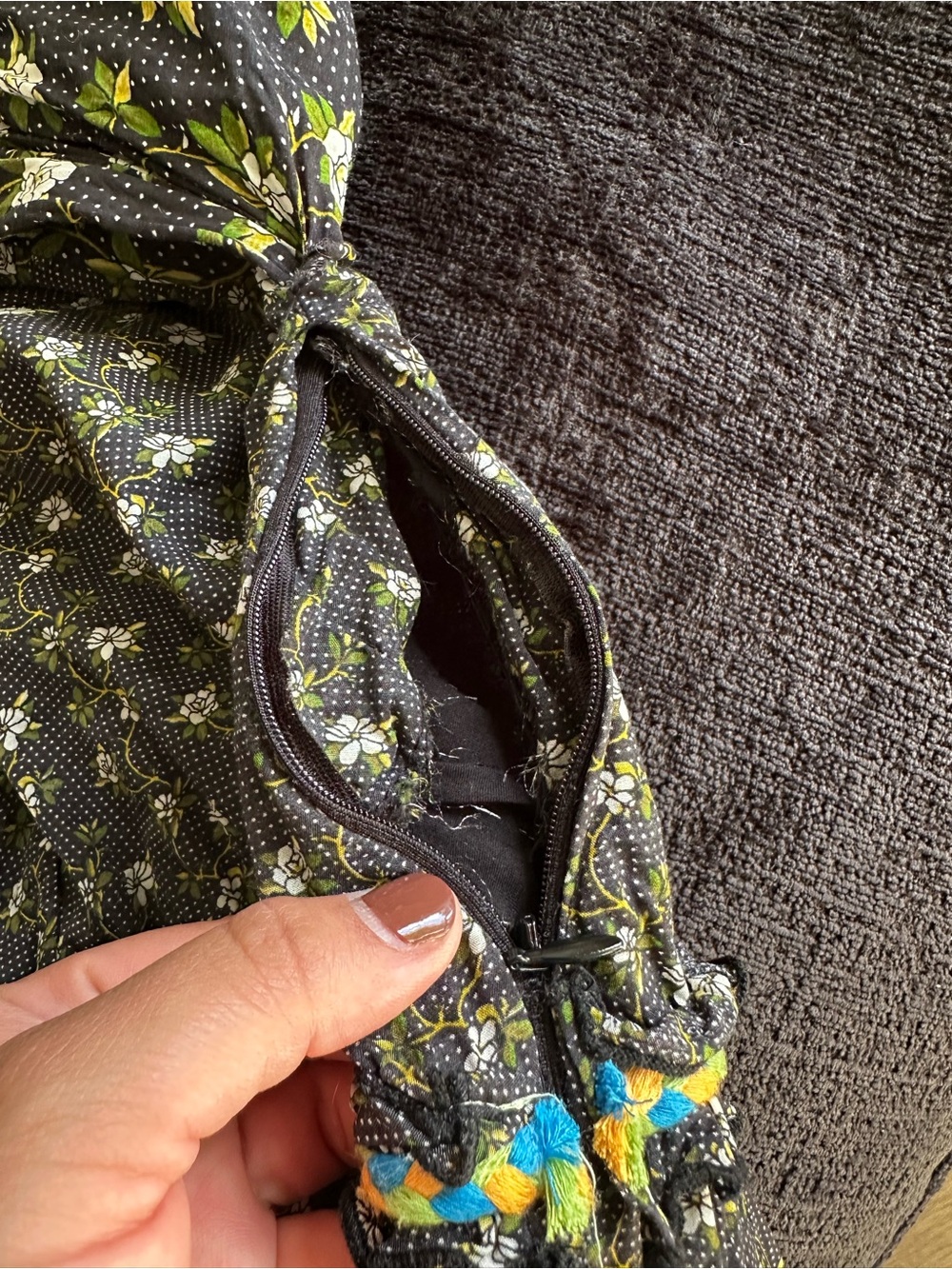 Anthropologie Karoline Black Floral Tiered Maxi Dress with Green Accents Small - Picture 14 of 16